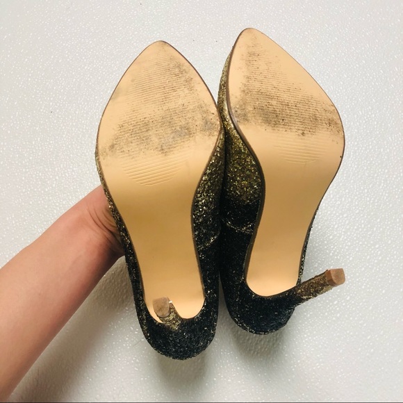 Shoedazzle Teagan Ombre Pump black and gold glitter ombré gradient high heels - Picture 12 of 13